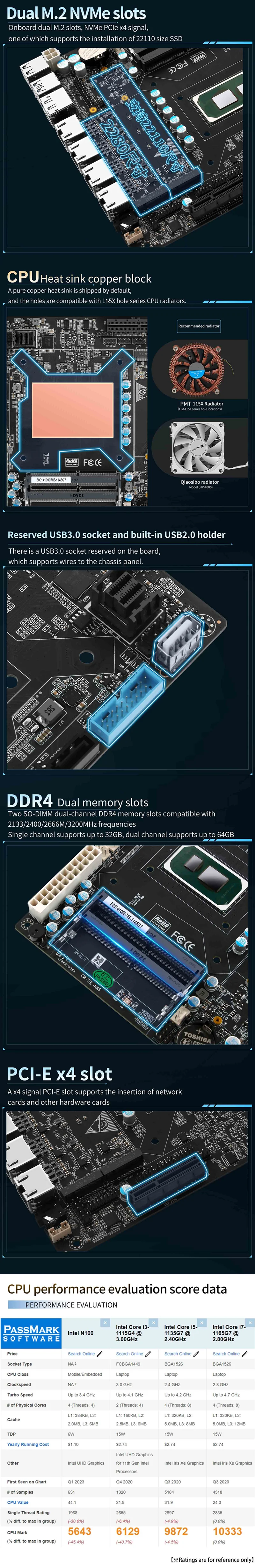 6 Bay NAS Motherboard 11th Gen Intel I7 1165G7 I5 1135G7 I3 1115G4 4x I226 2.5G 6xSATA 2xM.2 NVMe PCIEx4 Mini ITX Firewall Board