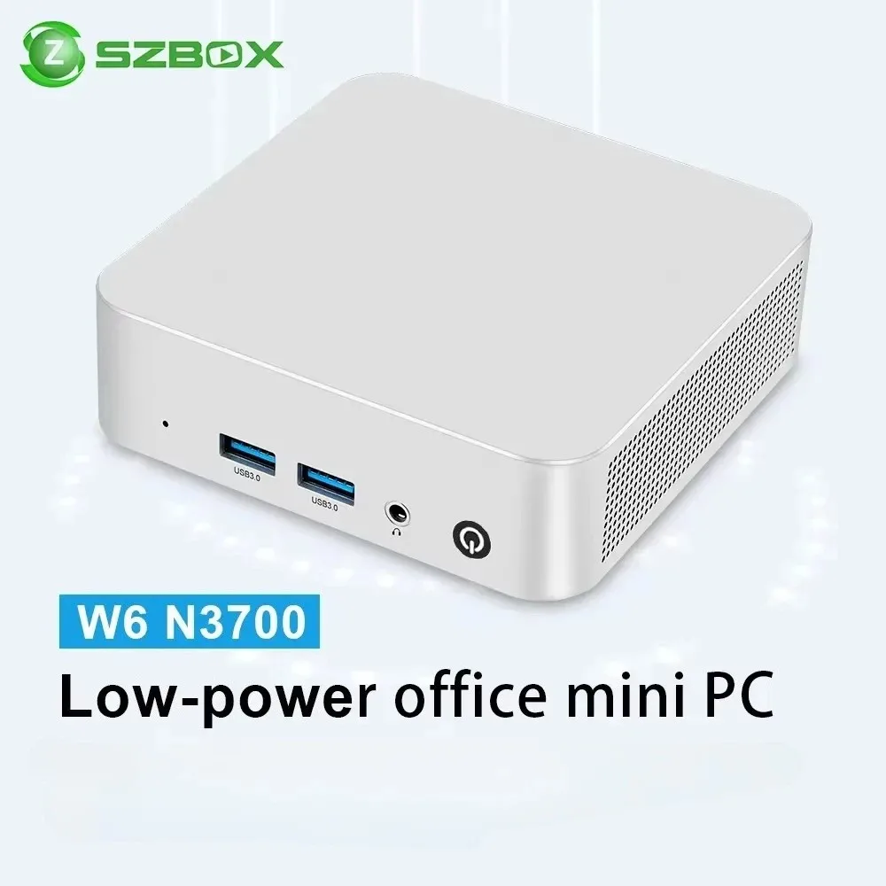 SZBOX W6 Intel N3700/N3710/N3160 Mini PC DDR 2*SATA SSD Wifi BT Pocket Office Computer Windows 10 Desk Computer