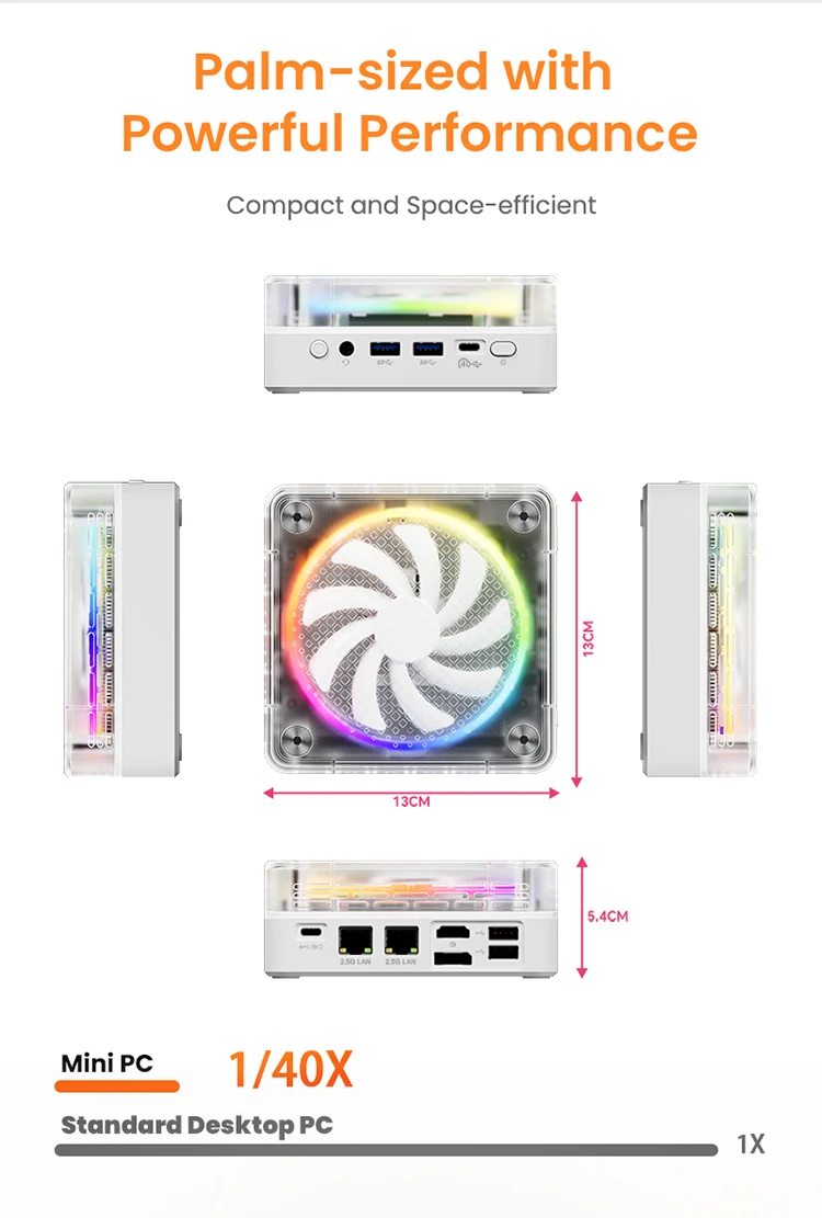 Genmachine Ryzen9 8945HS ES 7840HS 7940HS 8845HS 7640HS ES Mini PC Win 11 WiFi 6 Gaming PC Supprot DDR5 4800MHz Ram Display 4K