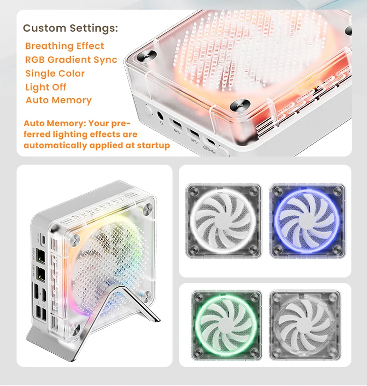 Genmachine Ryzen9 8945HS ES 7840HS 7940HS 8845HS 7640HS ES Mini PC Win 11 WiFi 6 Gaming PC Supprot DDR5 4800MHz Ram Display 4K