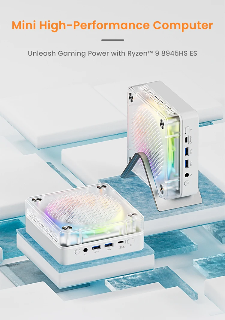 Genmachine Ryzen9 8945HS ES 7840HS 7940HS 8845HS 7640HS ES Mini PC Win 11 WiFi 6 Gaming PC Supprot DDR5 4800MHz Ram Display 4K