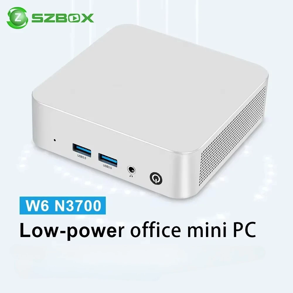 SZBOX W6 Intel N3700/N3710/N3160 Mini PC DDR 2*SATA SSD Wifi BT Pocket Office Computer Windows 10 Desk Computer