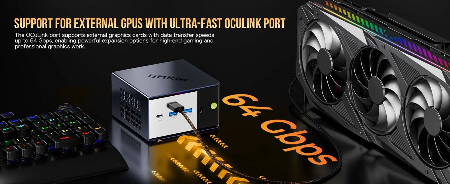 GMKtec EVO-X1 Ryzen Al 9 HX 370 / EVO-X1 Pro Ryzen Al 9 HX 470 PCIE4.0 Oculink Port CPU+CPU+NPU TDP 65W Gaming Mini Pc LPDDR5X