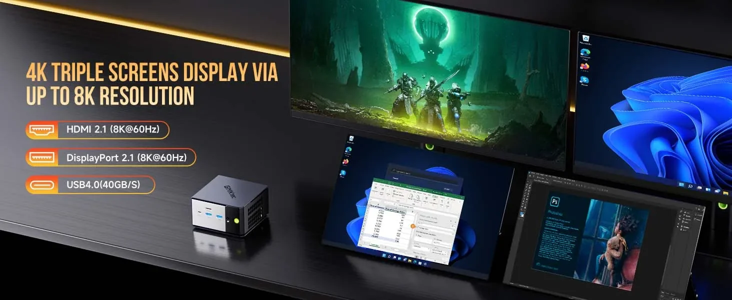 GMKtec EVO-X1 Ryzen Al 9 HX 370 / EVO-X1 Pro Ryzen Al 9 HX 470 PCIE4.0 Oculink Port CPU+CPU+NPU TDP 65W Gaming Mini Pc LPDDR5X