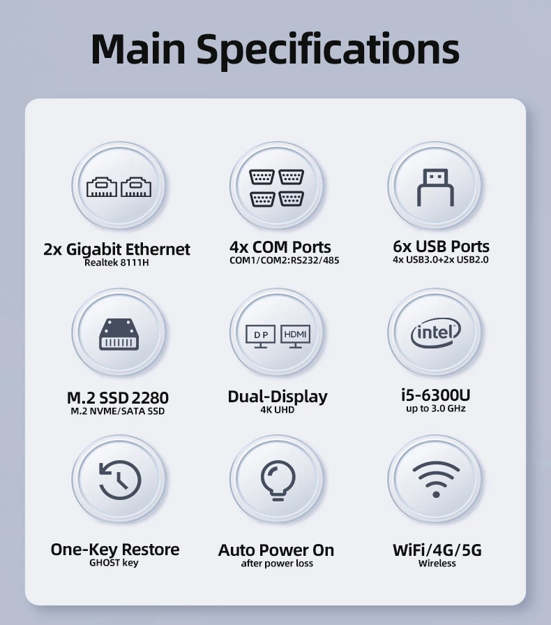 XCY X109G Industrial PC Support WiFi 4G 5G LTE I5-6300U Processor 4x COM RS232 RS485 2xGbE ATX GPIO M.2 SSD Windows Linux