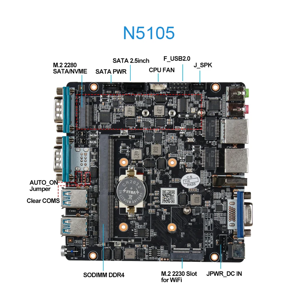 Fanless Industrial PC N5095 2955U i5-4200U 5200U i3-5005U Mini PC Windows Ubuntu 2x Gigabit Ethernet 2x COM RS232 WiFi HDMI VGA