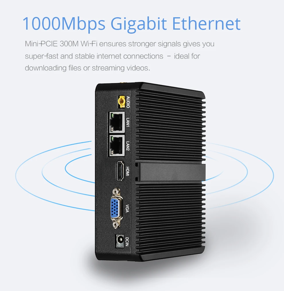 Fanless Industrial PC N5095 2955U i5-4200U 5200U i3-5005U Mini PC Windows Ubuntu 2x Gigabit Ethernet 2x COM RS232 WiFi HDMI VGA