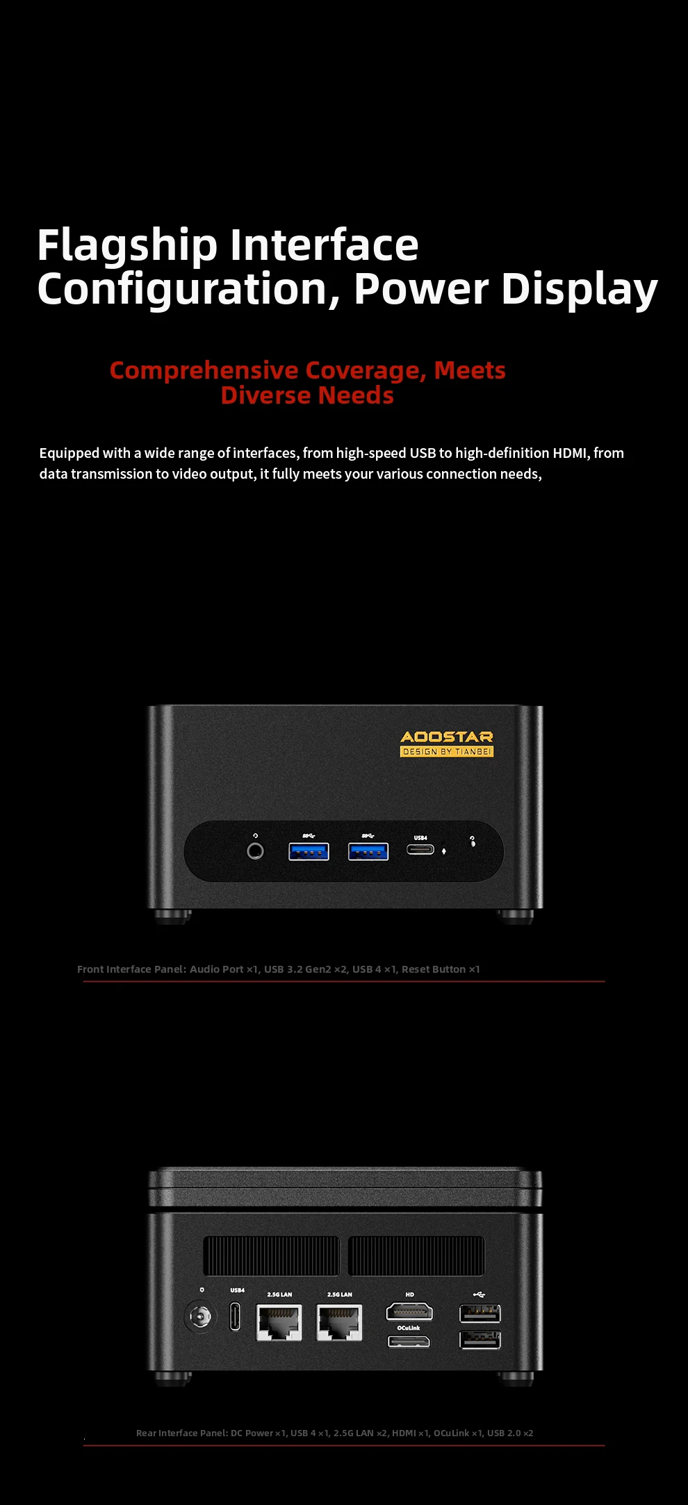 Aoostar G-FLIP AMD Ryzen AI9 HX370/R7 8745HS/R7 8845HS/R9 Pro 8945HS Mini PC Gaming Computer 5' Screen WIFI BT USB4 OCuLink