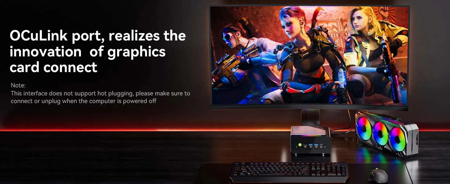 GMKtec K12 Mini PC AMD Ryzen 7 H 255 Windows 11 Pro DDR5 5600Mhz PCie4.0 NVMe SSD Wifi6E BT5.2 Quad Screen Display Oculink