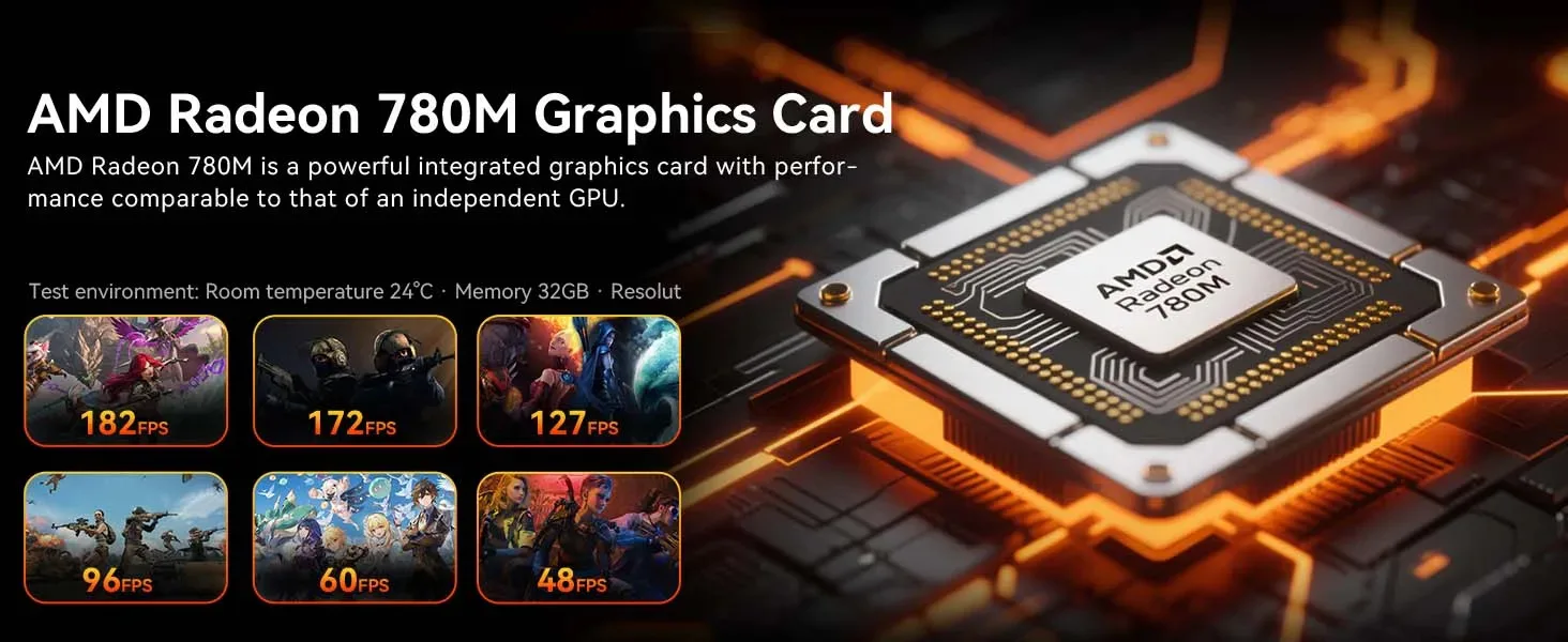 GMKtec K12 Mini PC AMD Ryzen 7 H 255 Windows 11 Pro DDR5 5600Mhz PCie4.0 NVMe SSD Wifi6E BT5.2 Quad Screen Display Oculink