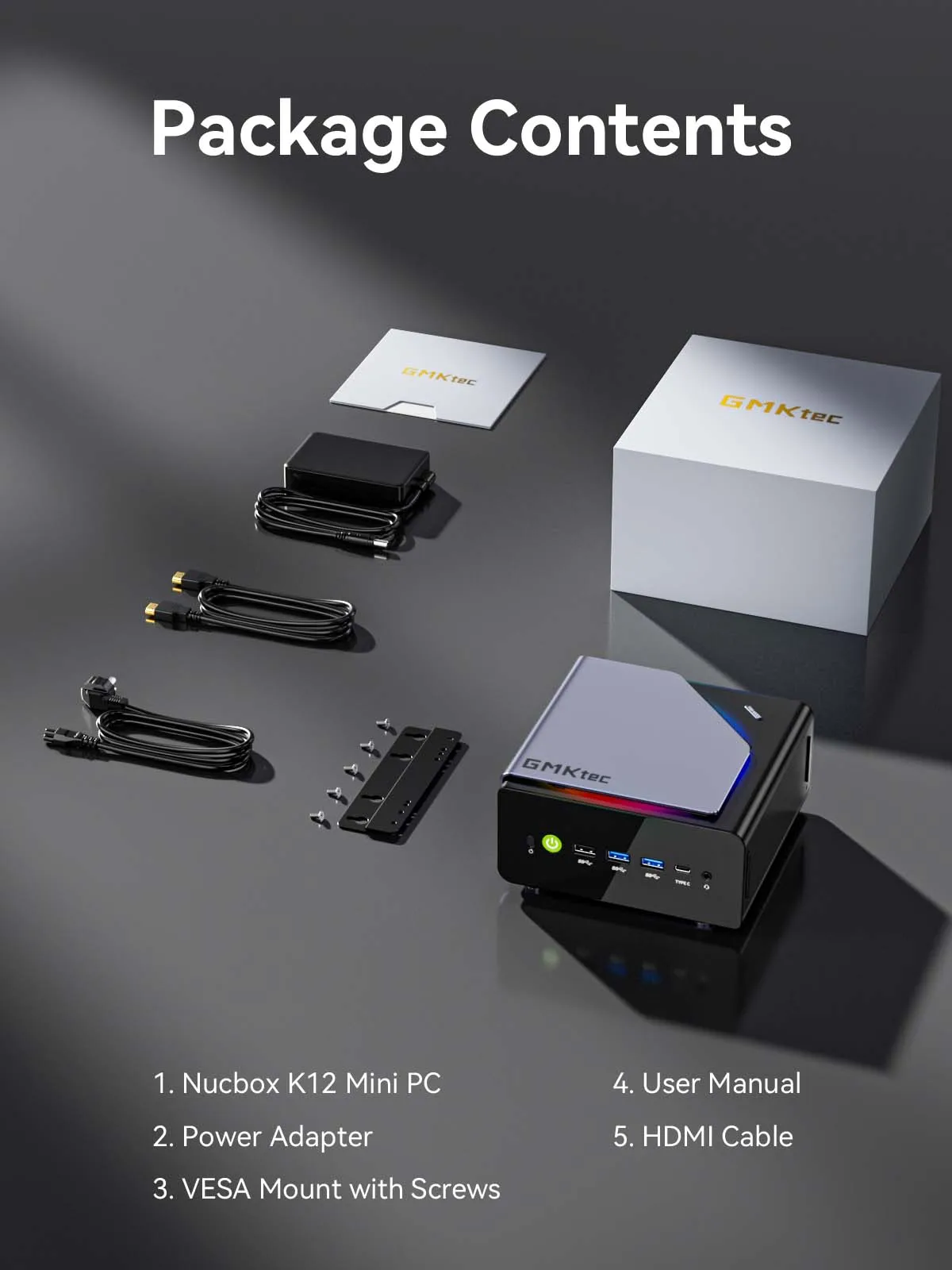 GMKtec K12 AMD Ryzen 7 H 255 Mini PC Windows 11 2*DDR5 3*PCIe SSD WiFi6E BT5.2 2*.5G LAN OCulink Desktop MINI PC Gamer Computer