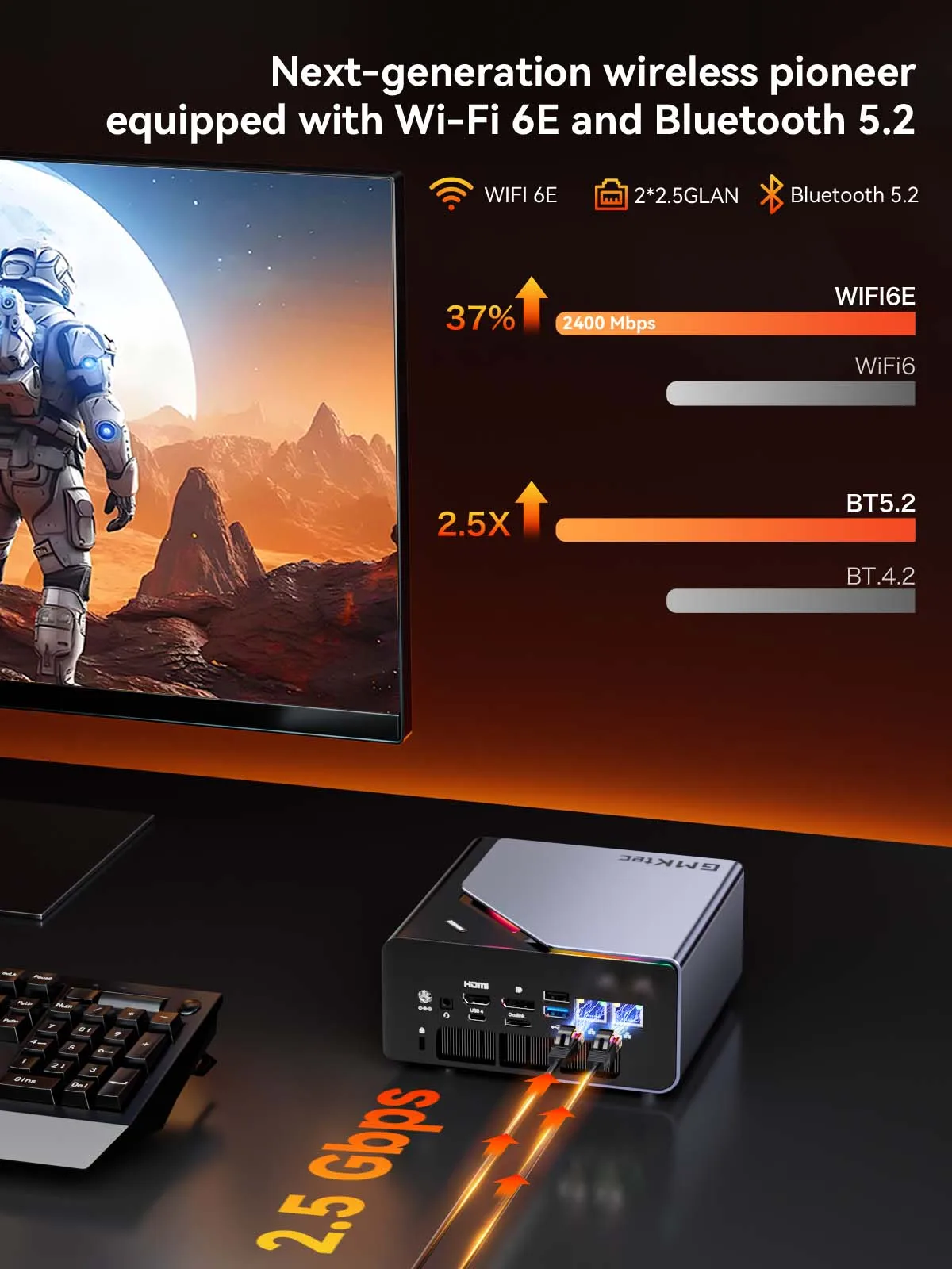 GMKtec K12 AMD Ryzen 7 H 255 Mini PC Windows 11 2*DDR5 3*PCIe SSD WiFi6E BT5.2 2*.5G LAN OCulink Desktop MINI PC Gamer Computer
