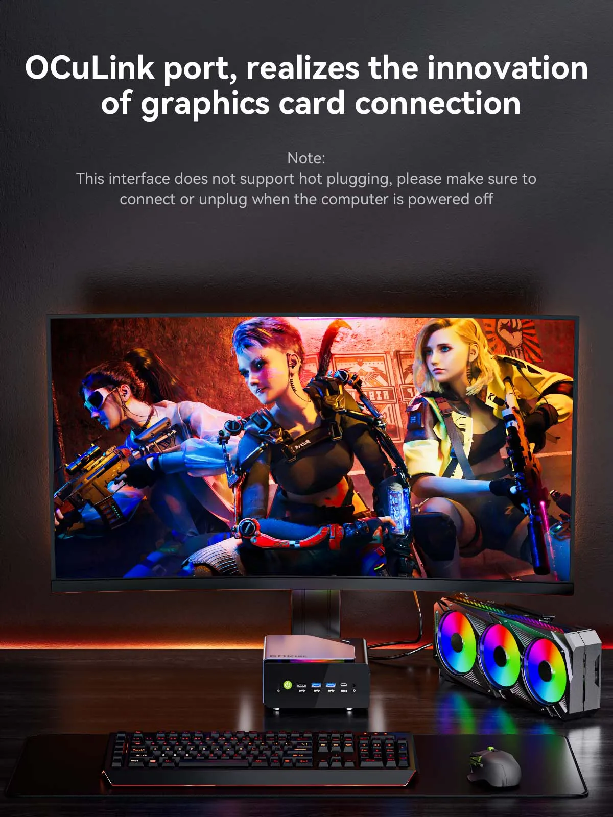 GMKtec K12 AMD Ryzen 7 H 255 Mini PC Windows 11 2*DDR5 3*PCIe SSD WiFi6E BT5.2 2*.5G LAN OCulink Desktop MINI PC Gamer Computer