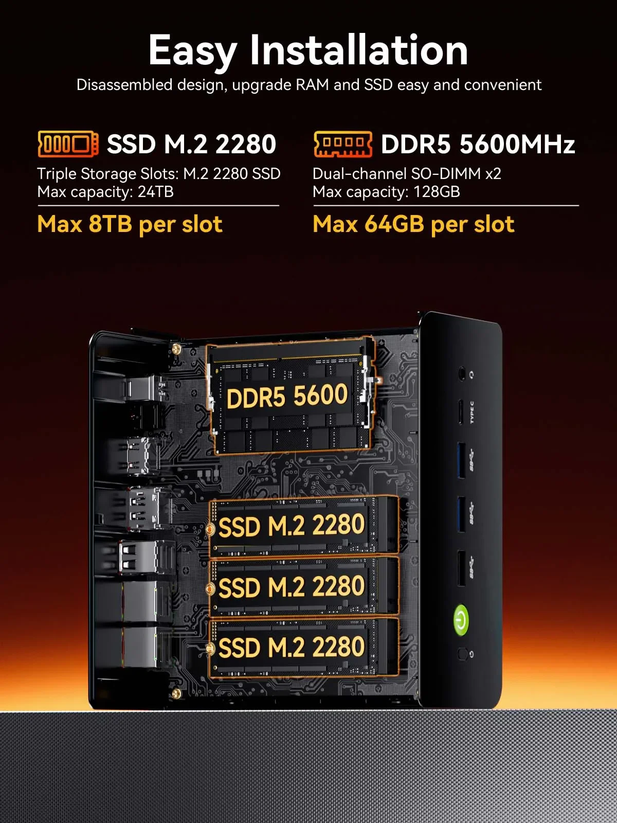 GMKtec K12 AMD Ryzen 7 H 255 Mini PC Windows 11 2*DDR5 3*PCIe SSD WiFi6E BT5.2 2*.5G LAN OCulink Desktop MINI PC Gamer Computer