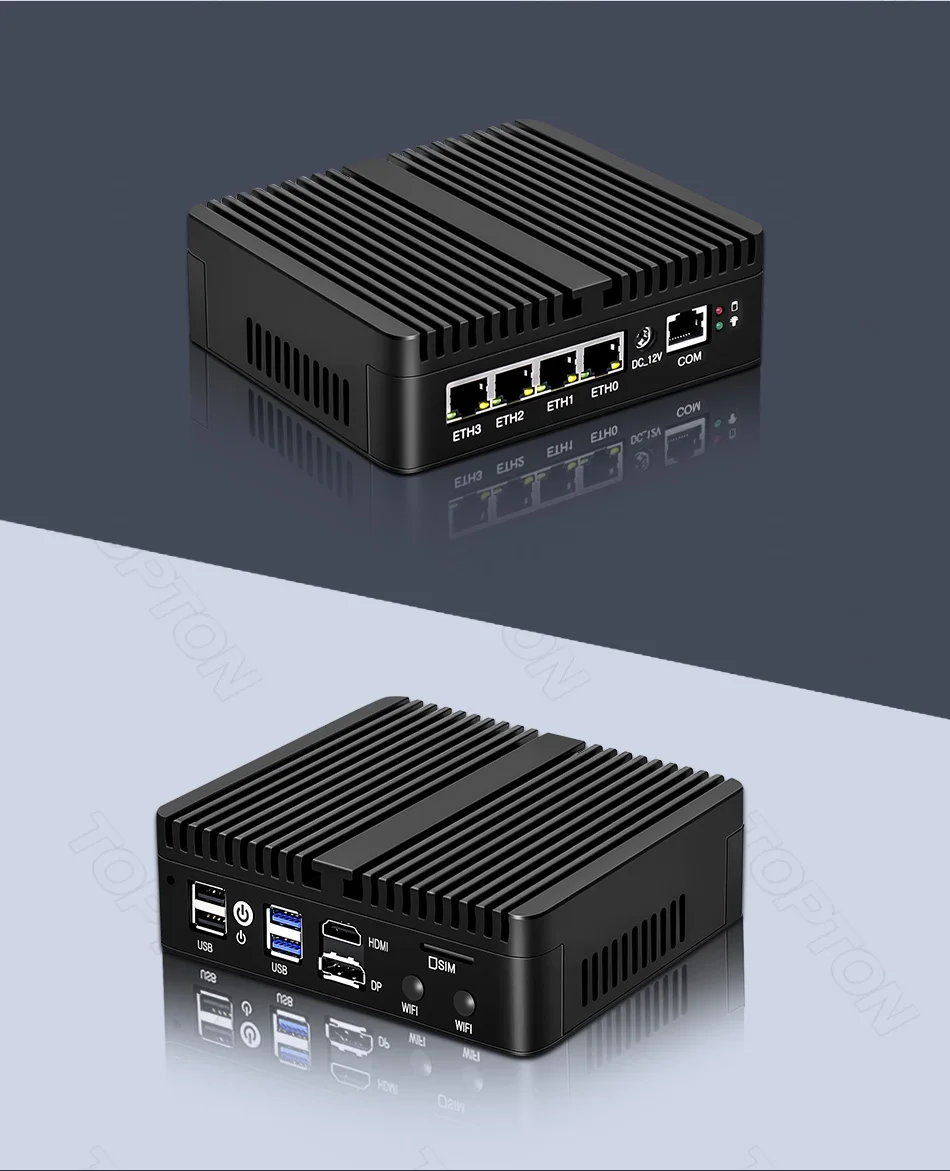 Topton Twin Lake Intel N150 Fanless Soft Router J6412 N5105 7305 4*2.5G NICs Mini PC PfSense OPNsense Firewall Appliance AES-NI