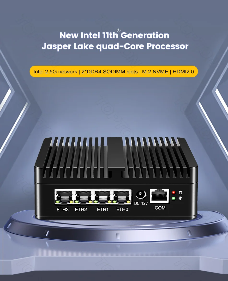 Topton Twin Lake Intel N150 Fanless Soft Router J6412 N5105 7305 4*2.5G NICs Mini PC PfSense OPNsense Firewall Appliance AES-NI