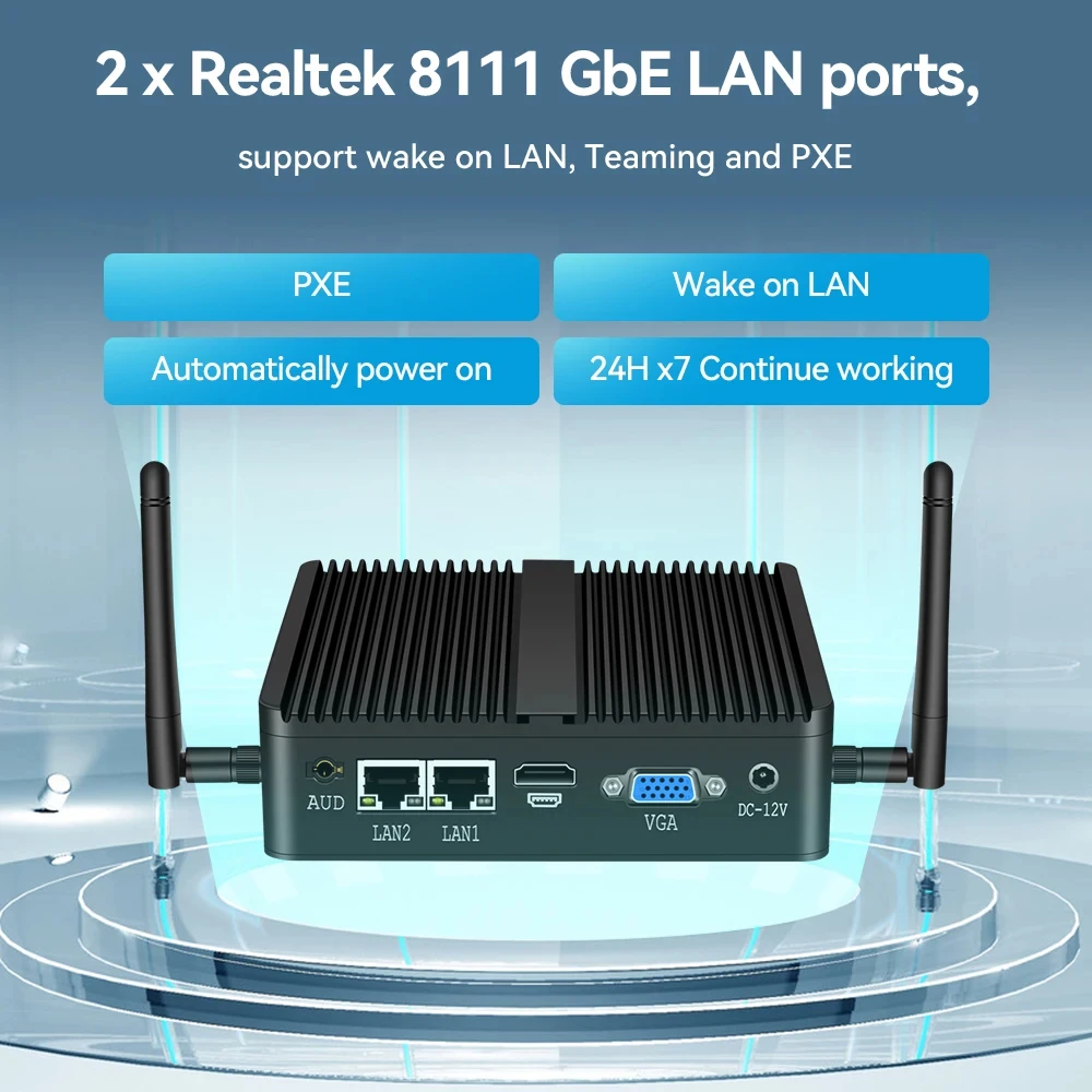 Intel Celeron N5105 J6412 Mini PC with 4xUSB 1xHDMI 1xVGA Support WiFi Pfsense Linux Computer for Industrial Window10Pro Ready