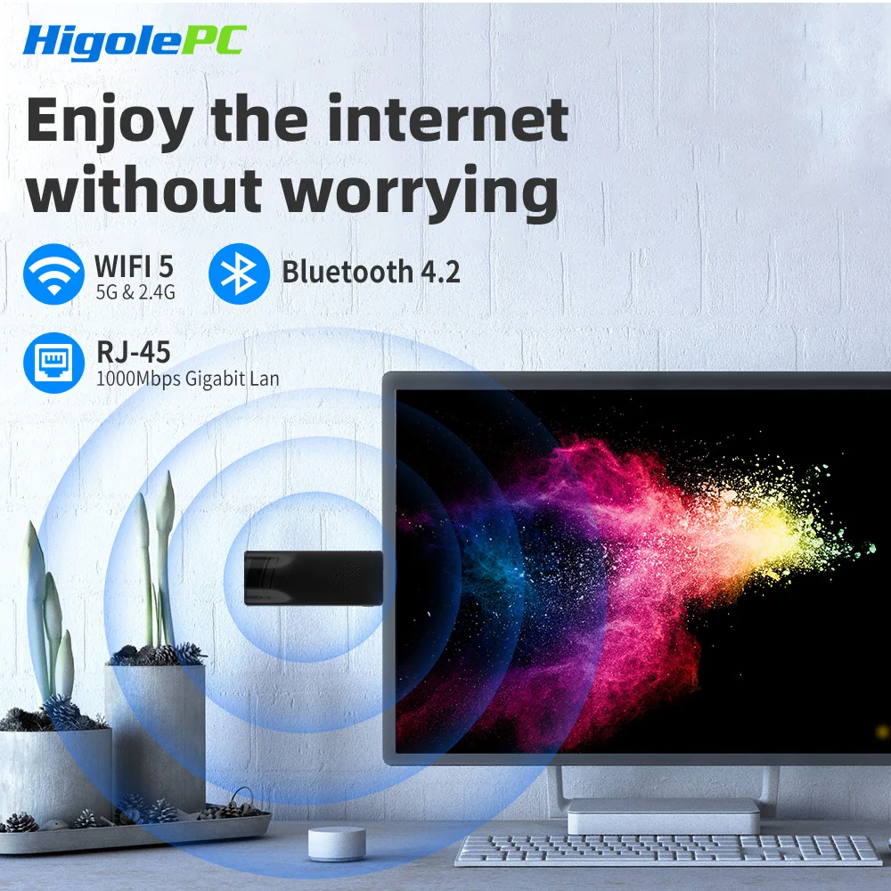 MiniPC Stick Fanless,Micro Desktop Computer CPU J3455,4GB/64GB,Gigabit Ethernet,4K@60Hz Output,Business,Office & Digital SignagE