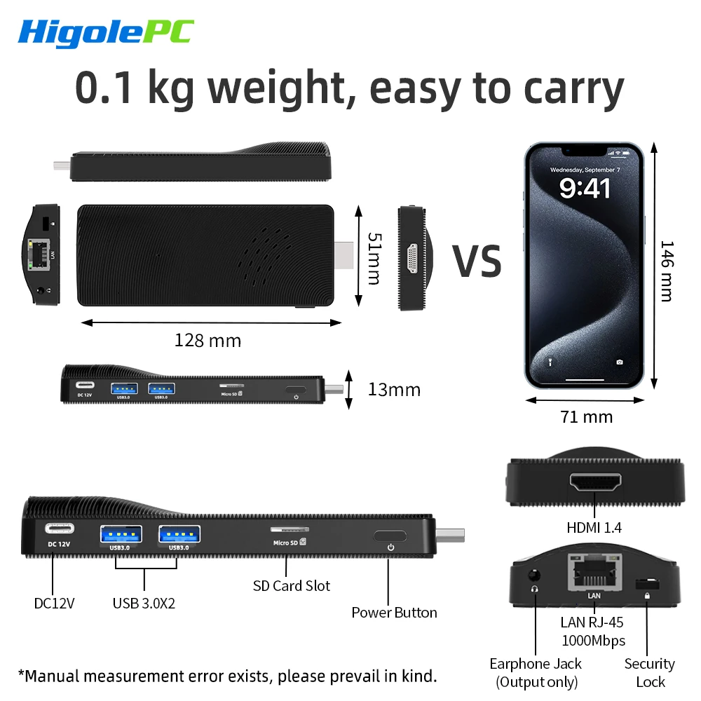 MiniPC Stick Fanless,Micro Desktop Computer CPU J3455,4GB/64GB,Gigabit Ethernet,4K@60Hz Output,Business,Office & Digital SignagE