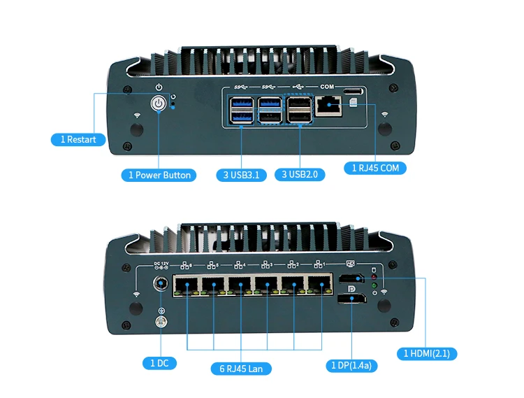 Topton 6x2.5G LANs POE Firewall Appliance 12th Gen Intel I7 1255U I5 1235U Mini PC 2xDDR4 NVMe PfSense Proxmox ESXi Home Server
