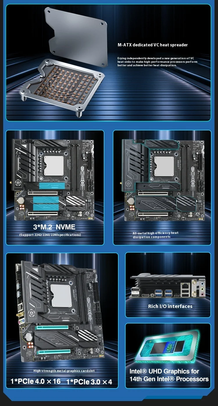 ERYING I5-14450HX/I7-14650HX/I7-14700HX/I9-14900HX Gaming Motherboard 2*DDR5 M.2 2280 SSD M-ATX Motherboard Computer