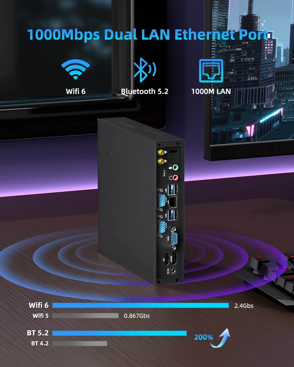 TexHoo Mini PC Intel Core I5 13500H/N5095 Windows 11 PC 16GB DDR4 512GB SSD Dual-Band WiFi 6 BT5.2 4K@60Hz Gaming Computer PC