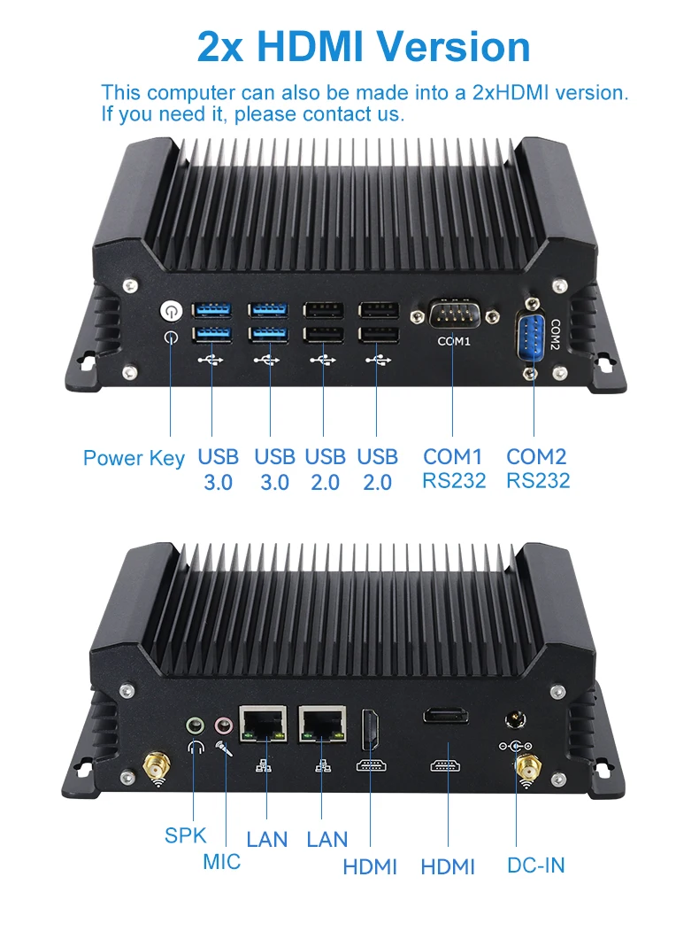 XCY-X58 Fanless IPC I5-1335U I7-10710U Mini PC 2x DB9 RS232 2x Ethernet 8xUSB WiFi 4G Modem Support Win10/11 Linux DC12-19V