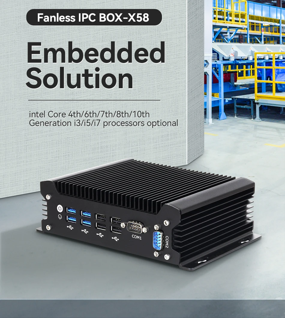 XCY-X58 Fanless IPC I5-1335U I7-10710U Mini PC 2x DB9 RS232 2x Ethernet 8xUSB WiFi 4G Modem Support Win10/11 Linux DC12-19V