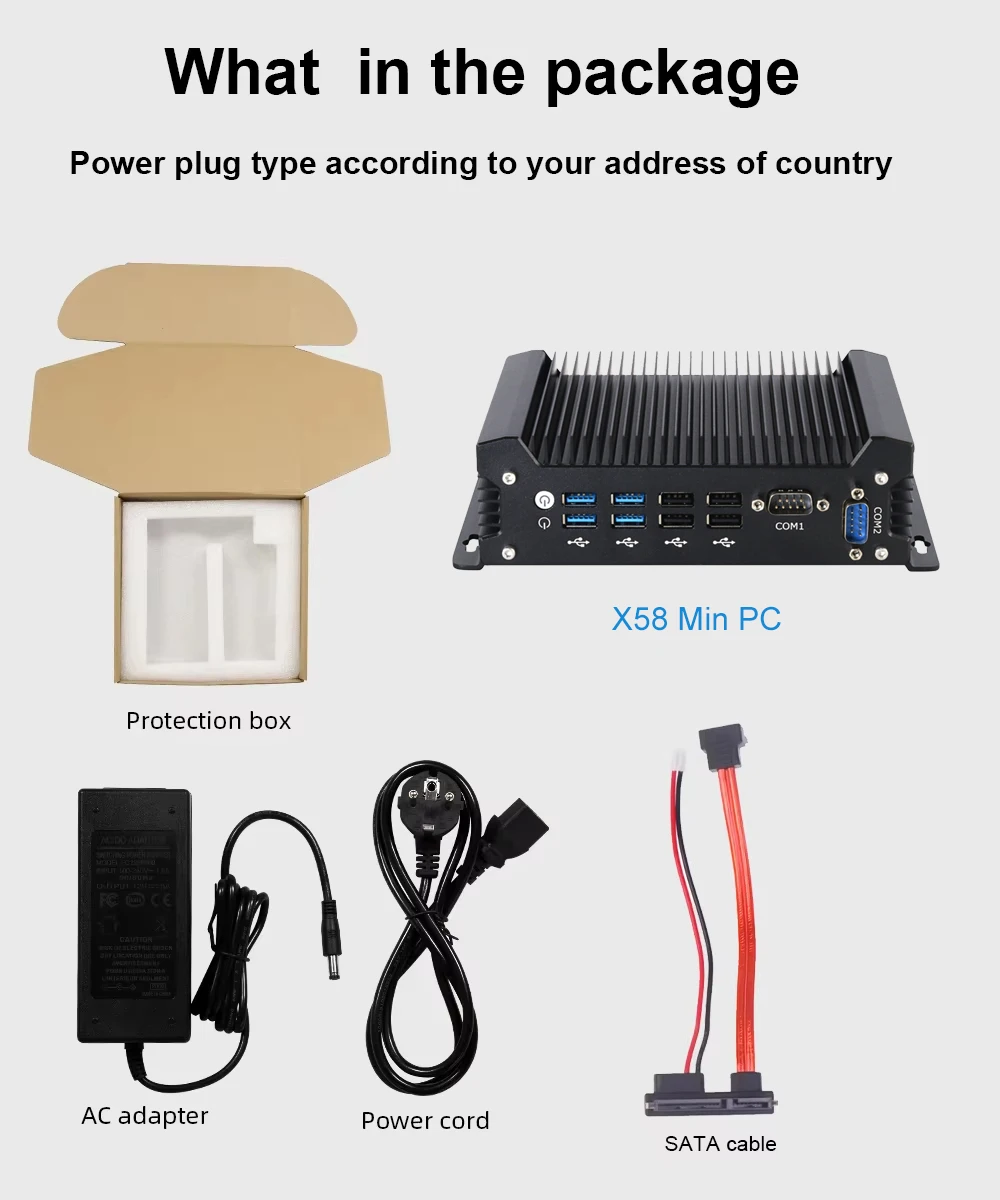 XCY-X58 Fanless IPC I5-1335U I7-10710U Mini PC 2x DB9 RS232 2x Ethernet 8xUSB WiFi 4G Modem Support Win10/11 Linux DC12-19V