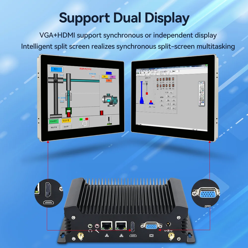 XCY-X58 Fanless IPC I5-1335U I7-10710U Mini PC 2x DB9 RS232 2x Ethernet 8xUSB WiFi 4G Modem Support Win10/11 Linux DC12-19V