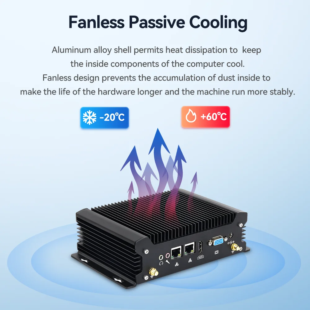 XCY-X58 Fanless IPC I5-1335U I7-10710U Mini PC 2x DB9 RS232 2x Ethernet 8xUSB WiFi 4G Modem Support Win10/11 Linux DC12-19V