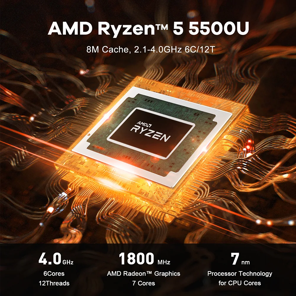 Beelink SER5 AMD R5 DDR4 5500U R3 3200U SER5 Max R7 DDR5 7735HS Mini PC DDR4 16G RAM 500G Type-C 4K Win11 Desktop Gamer Computer