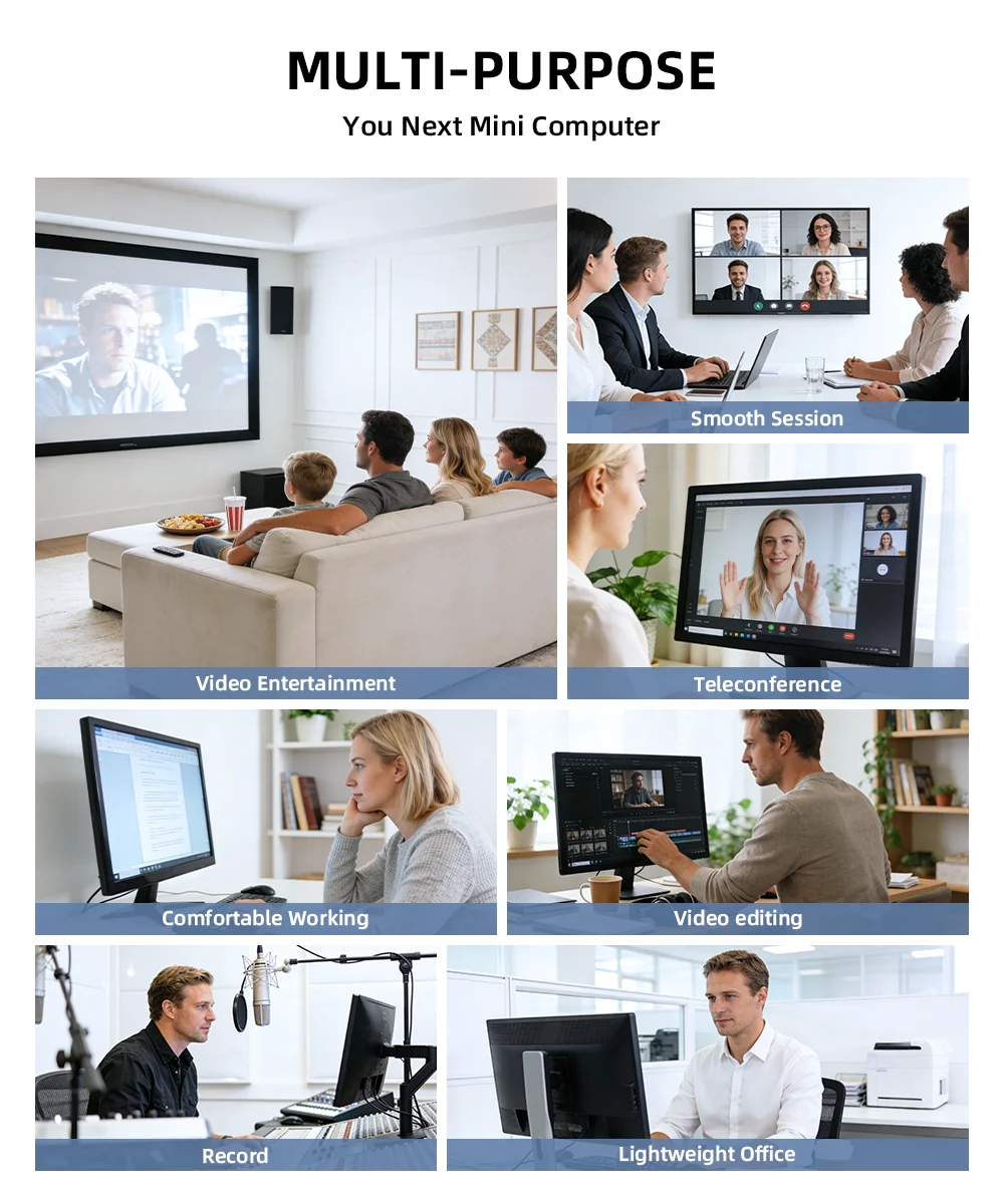 Texhoo MINI PC AMD Ryzen 5 7530U Windows 11 Pro 8G DDR4 2666MHz 256G NVME SSD Desktop Mini Computers WIFI6 BT5.2 Dual 4k Display