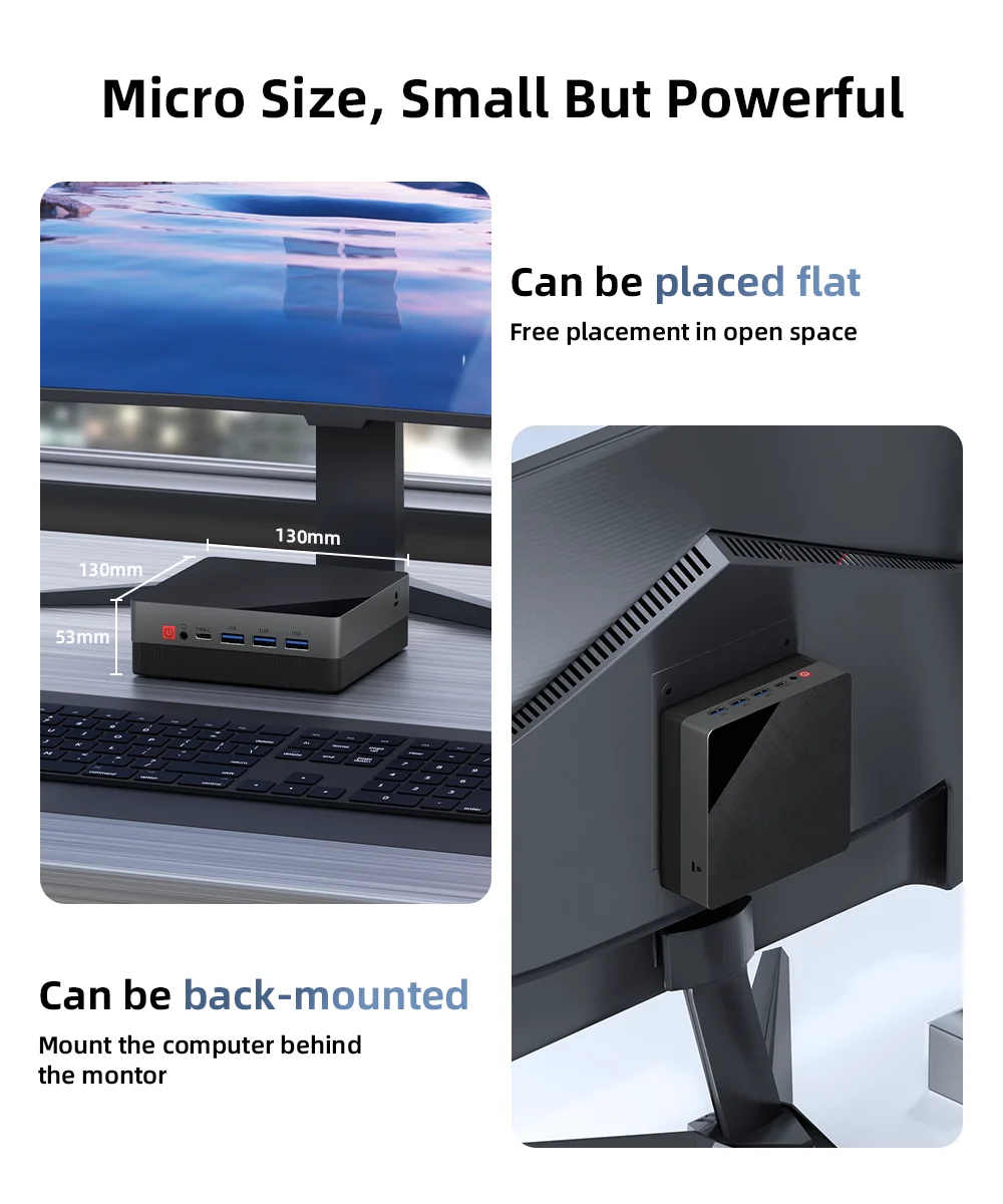 Texhoo MINI PC AMD Ryzen 5 7530U Windows 11 Pro 8G DDR4 2666MHz 256G NVME SSD Desktop Mini Computers WIFI6 BT5.2 Dual 4k Display