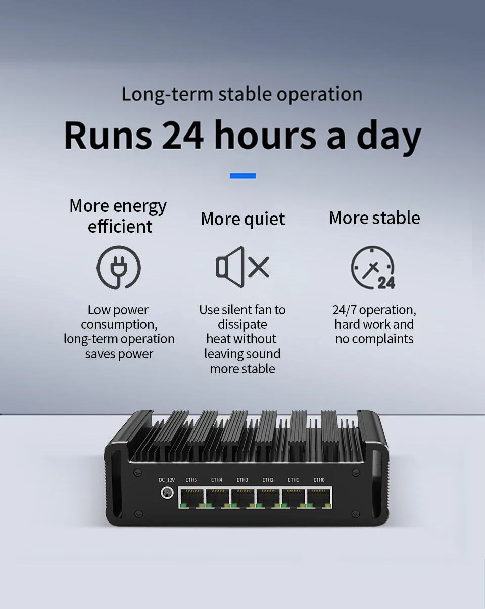 Topton 6x2.5G i226-V NICs Firewall Box Metal Solid Mini PC Intel i3 N300 N100 DDR5 2xNVMe 2.5''SATA ESXi Proxmox NAS Home Server