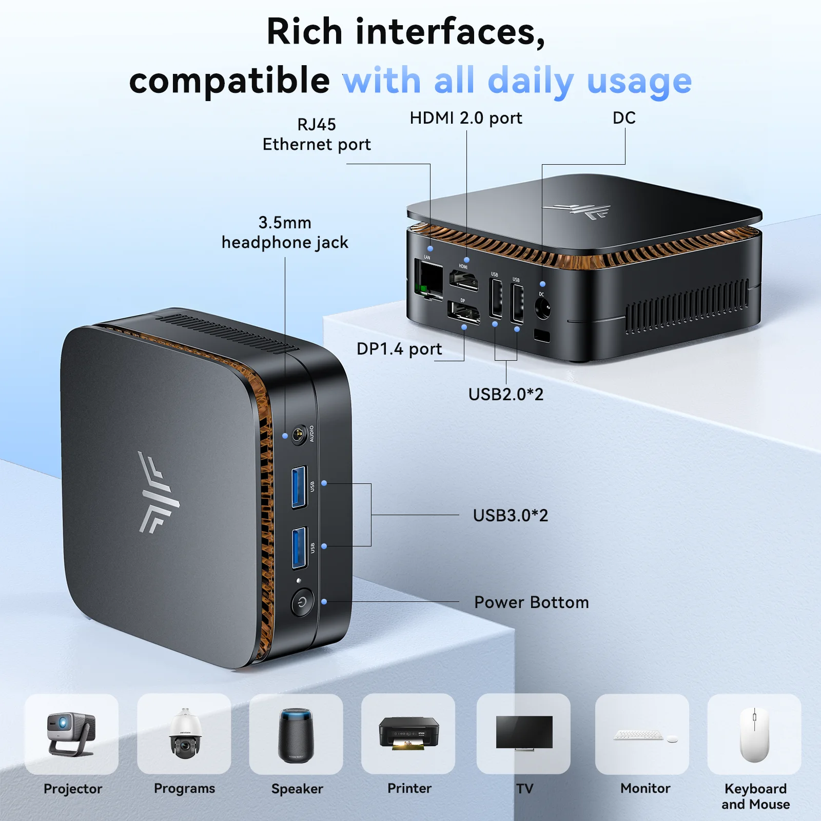 KAMRUI AMD R3 3250U 3.5Ghz Mini PC 8GB DDR4 256GB SSD Mini Computer 2.4+5G WiFi/BT4.2 4K@60Hz UHD Desktop PC Win11p for Office