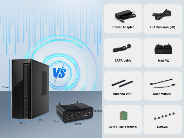 Core I7-1360P I7-1165G7 Fanless Industrial Mini PC 2.5G LAN COM RS485 GPIO SIM Wide Voltage Tiny Silent Rugged Computer HDMI VGA