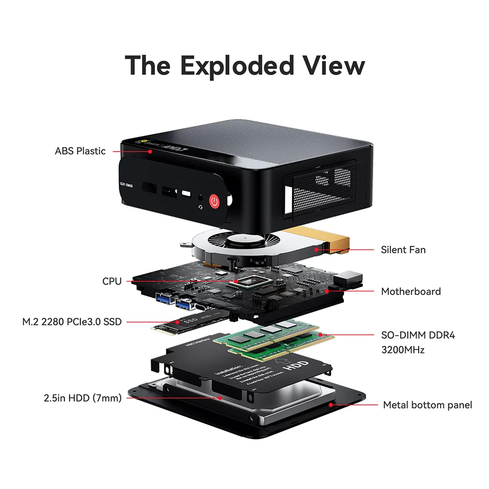 Beelink SER5 Pro AMD Ryzen7 5800H/5850U/ Ryzen5 5625U Mini PC 16GB RAM 500GB NVME SSD Windows 11 4K HD Desktop Gaming Computer
