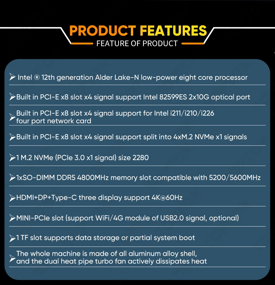 Topton Twin Lake Intel N150 2x 10G SFP+ Solid Firewall Mini PC 4x/8x 2.5G LANs Computer DDR5 NVMe Proxmox Network Homelab Server