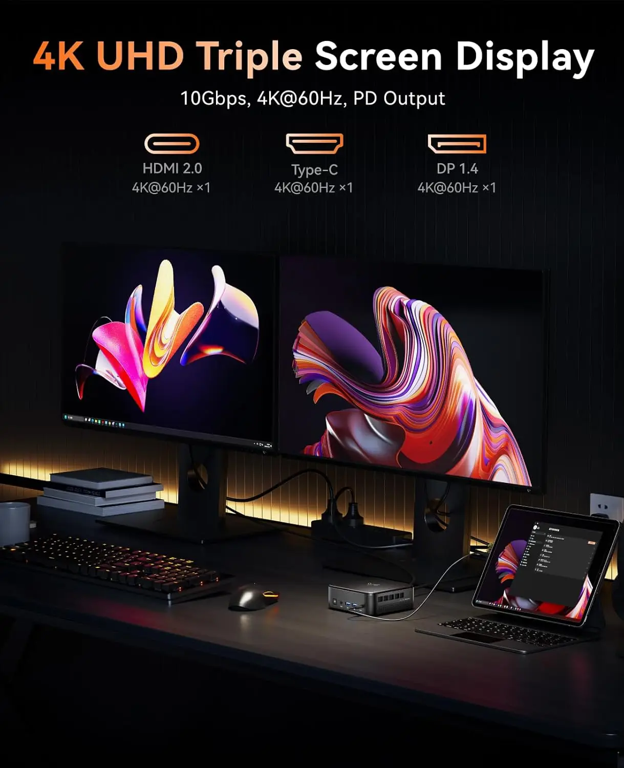 KAMRUI Mini PC R7 7735HS 16GB LPDDR5 512GB PCIe3.0 SSD Triple 4K Disply WiFi6 BT5.2 2.5Gbps LAN Win11Pro for Light Gaming Office
