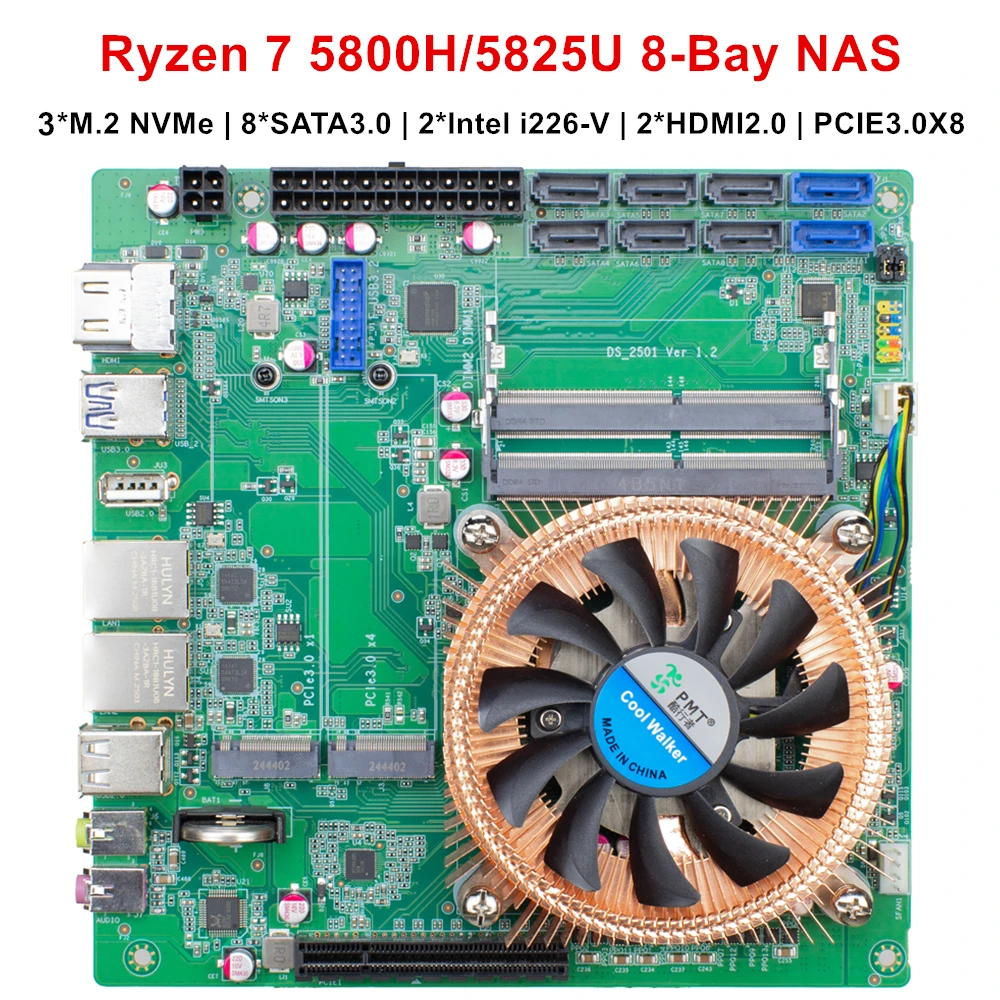 Topton 11-Bay NAS Motherboard N21 AMD Ryzen 9 5900H 5900HX 7 5825U 8*SATA 3*NVMe 2*2.5G LAN 2*DDR4 Gaming Firewall ITX Mainboard