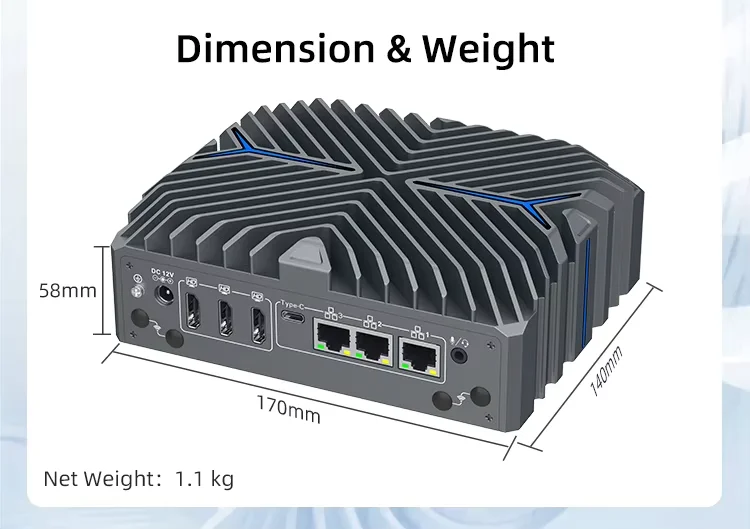Partaker Industrial PC 14th Gen Ultra 5 125U Ultra 7 155U Win11 Pro 4K 3x HD 3x LAN Type-C Digital Signage Fanless AI Mini PC