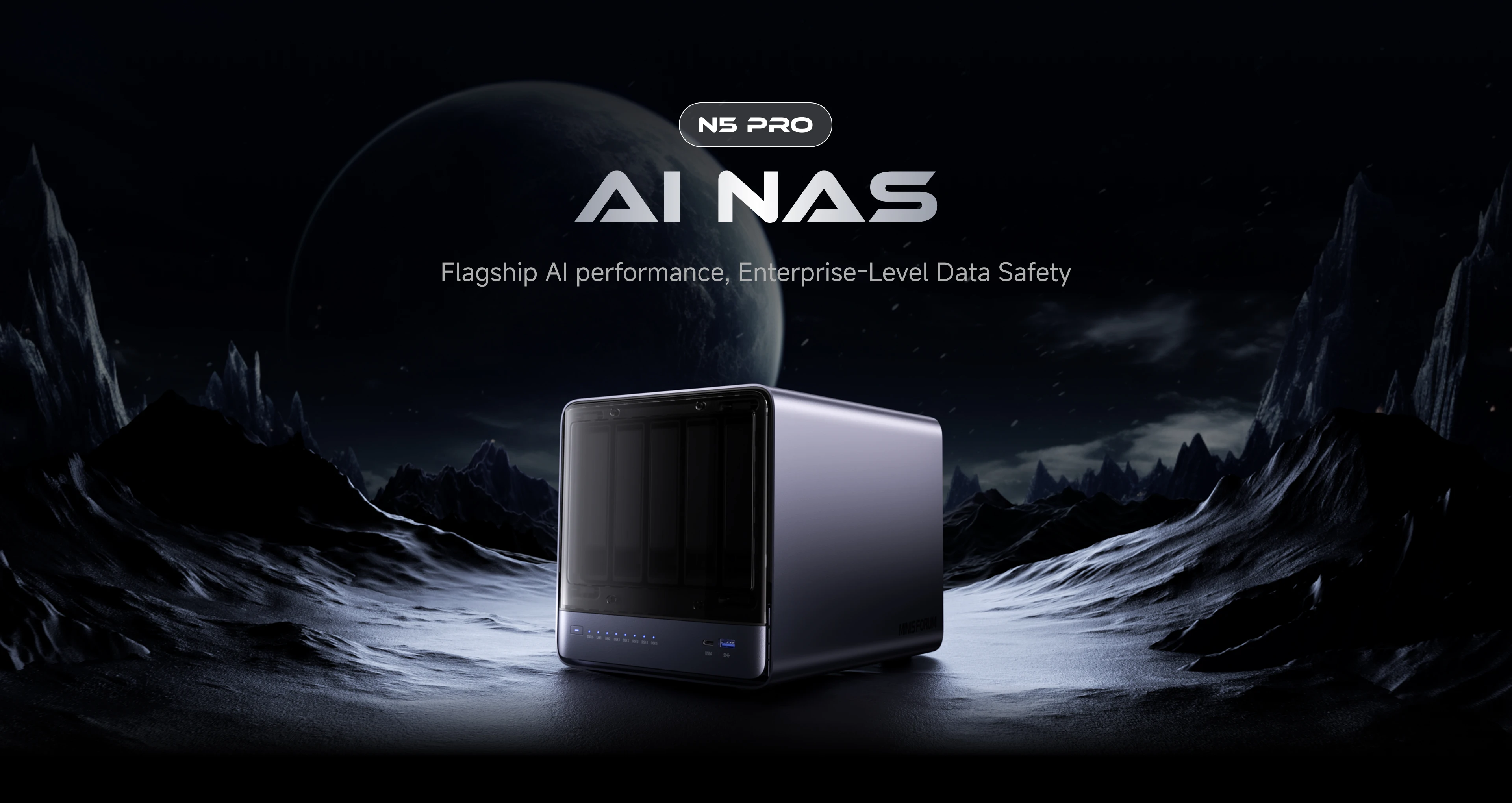 MINISFORUMN5 PRO Mini PC AMD Ryzen AI 9 HX PRO 370 Support DDR5 ECC 144TB Capacity