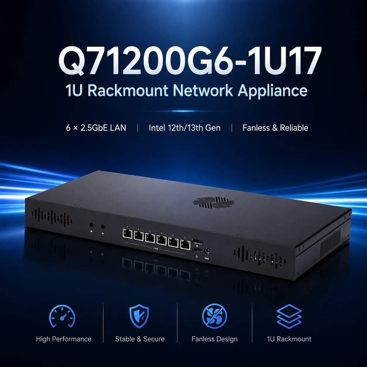 Qotom Q71200G6 Intel 12th 13th Gen 1U Rackmount Industrial Mini PC 6x 2.5G LAN Firewall Network Appliance