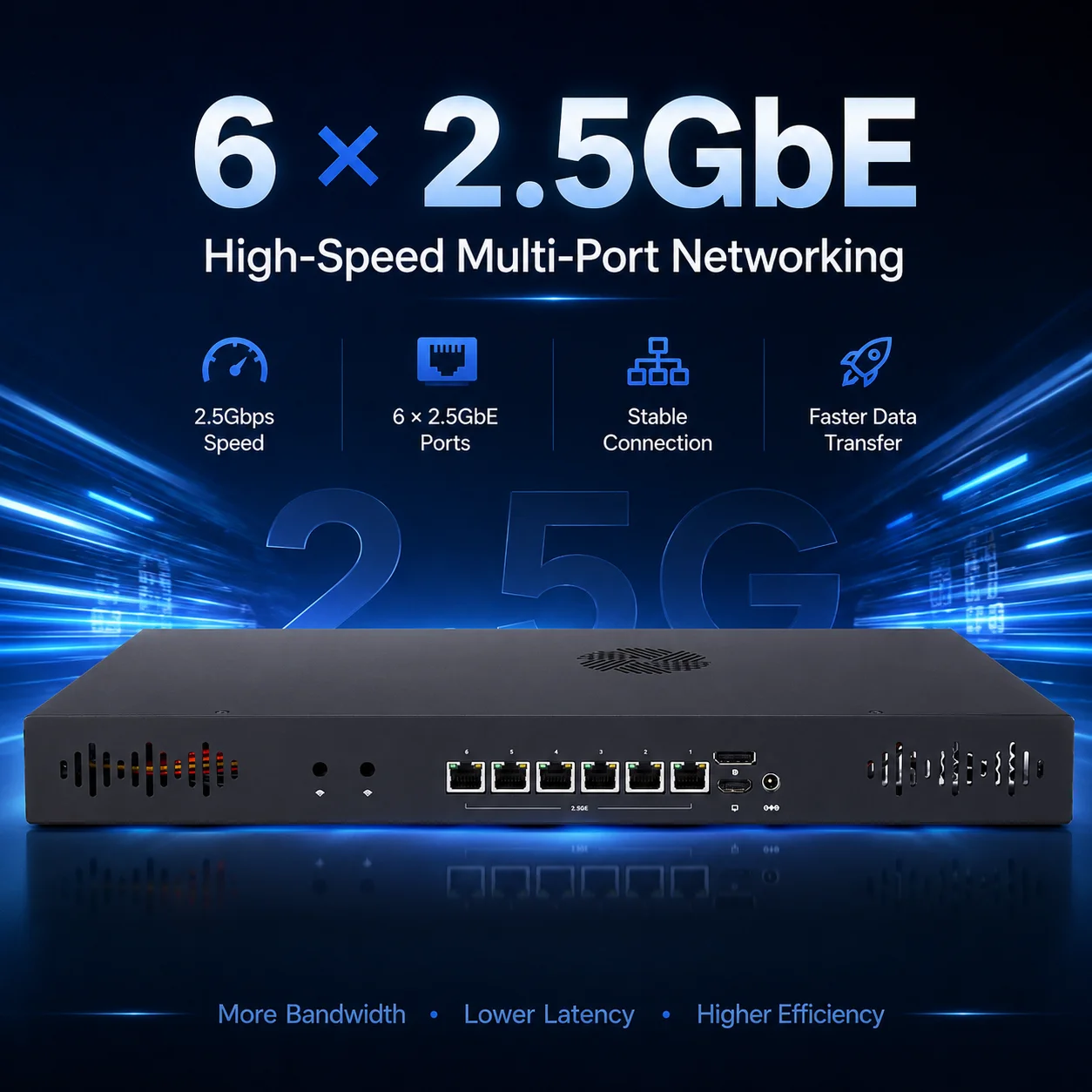 Qotom Q71200G6 Intel 12th 13th Gen 1U Rackmount Industrial Mini PC 6x 2.5G LAN Firewall Network Appliance