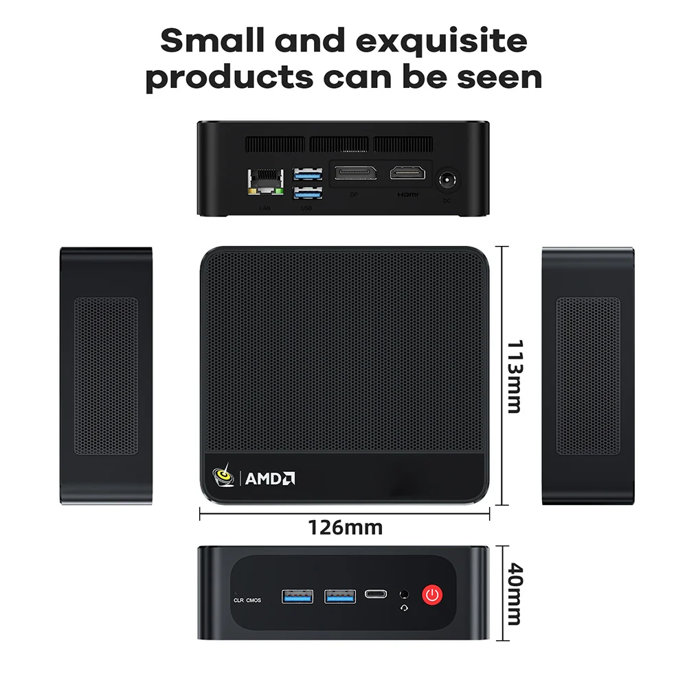 Beelink Mini PC SER 5 SER5 MAX AMD Ryzen R7 7735HS  R5 5500U Desktop Gaming Computer WiFi 6 1000M M.2 2280 NVMe SSD 4K 60Hz