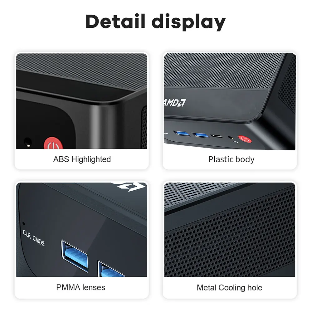 Beelink Mini PC SER 5 SER5 MAX AMD Ryzen R7 7735HS  R5 5500U Desktop Gaming Computer WiFi 6 1000M M.2 2280 NVMe SSD 4K 60Hz