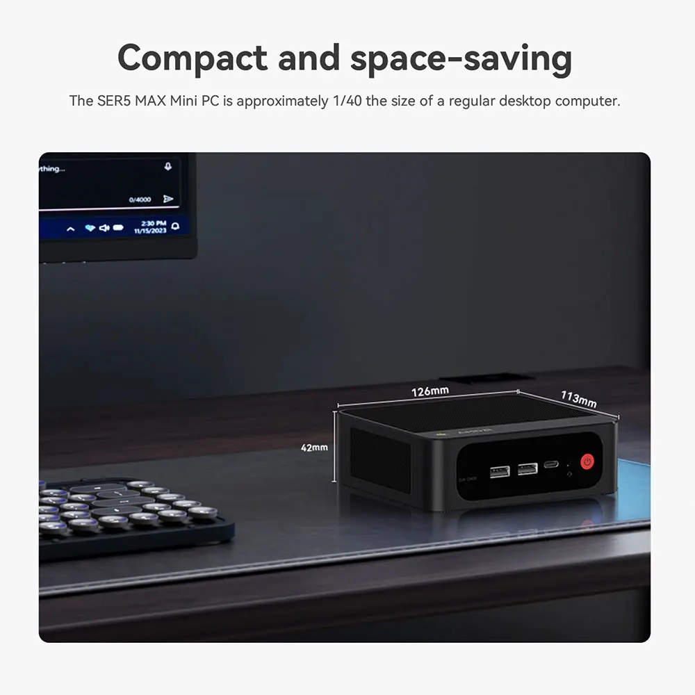 Beelink Mini PC SER 5 SER5 MAX AMD Ryzen R7 7735HS  R5 5500U Desktop Gaming Computer WiFi 6 1000M M.2 2280 NVMe SSD 4K 60Hz