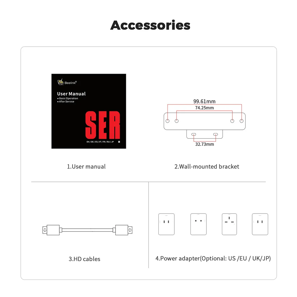 Beelink Mini PC SER 5 SER5 MAX AMD Ryzen R7 7735HS  R5 5500U Desktop Gaming Computer WiFi 6 1000M M.2 2280 NVMe SSD 4K 60Hz