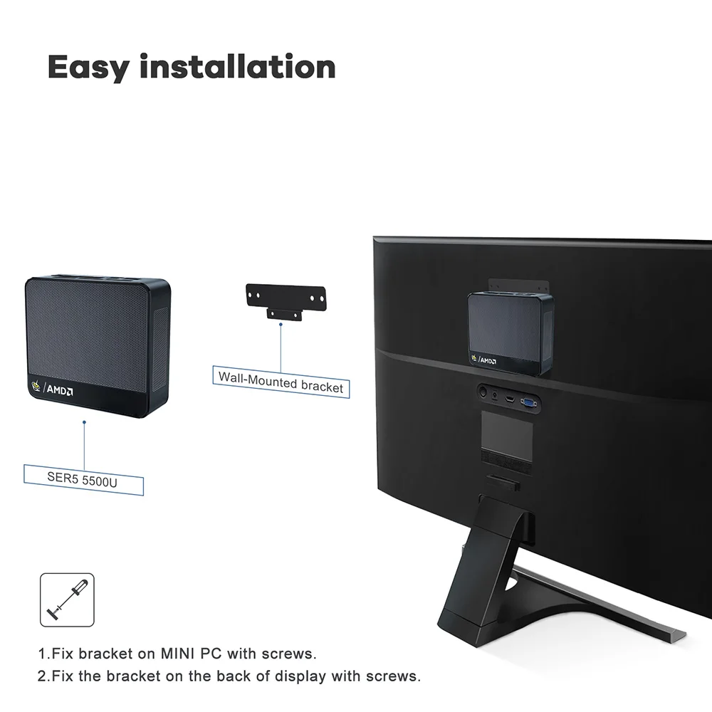 Beelink Mini PC SER 5 SER5 MAX AMD Ryzen R7 7735HS  R5 5500U Desktop Gaming Computer WiFi 6 1000M M.2 2280 NVMe SSD 4K 60Hz